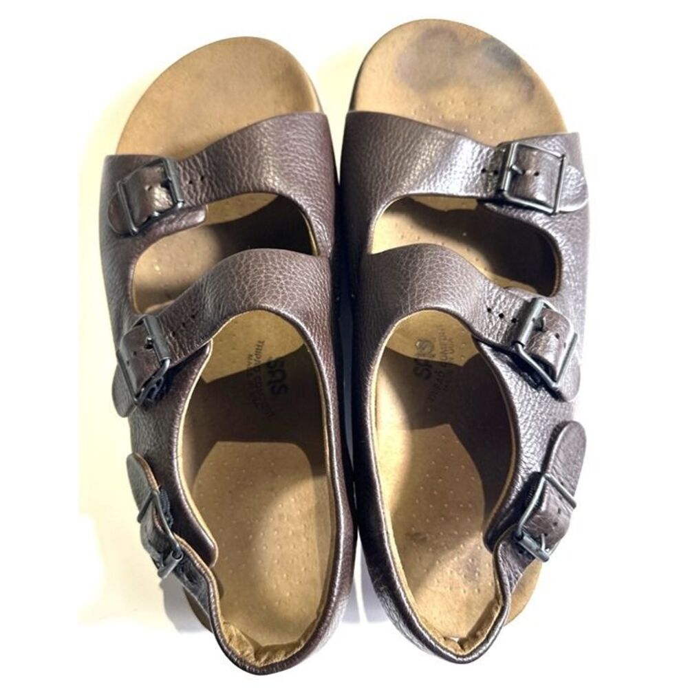 SAS Tripad Comfort Brown Leather Adjustable Strap Sandals Made In USA Size 12 M